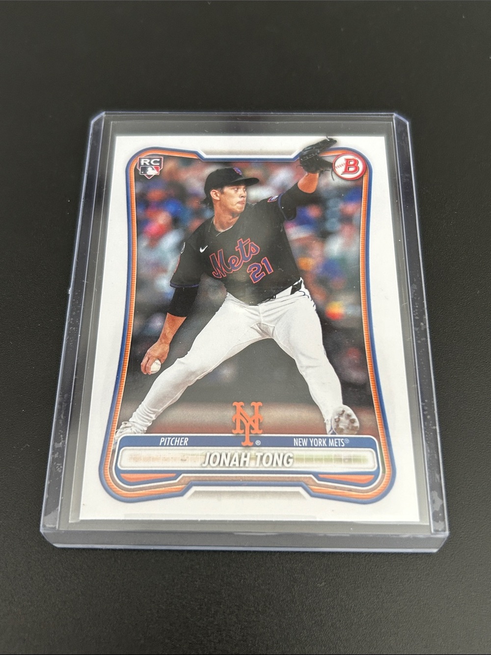 Topps New York Mets Jonah Tong Baseball Card - Black, White, Orange